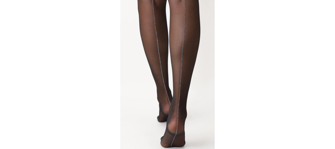 COLLANT-Oroblu-noir-couture-lurex-argenté-Elegant-lux-détail