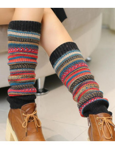 Guêtres-laine-acrylique-norvégienne-tendance-noire