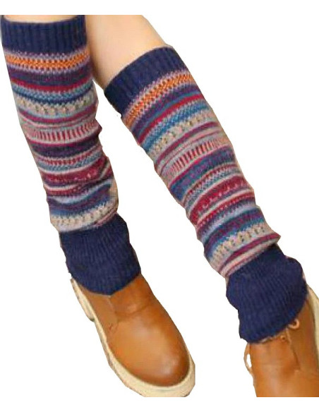 Guêtres-laine-acrylique-norvégienne-tendance-bleu