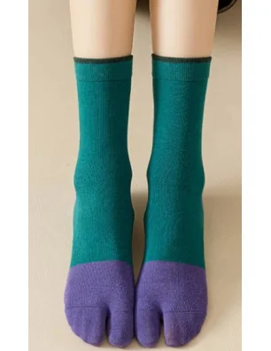 chaussettes-Tabis-Coton-vert-avant-violet