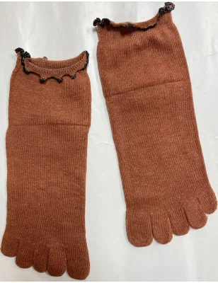 chaussette-5-doigts-LEs-petits-caprices-coton-sans-compression-rouille