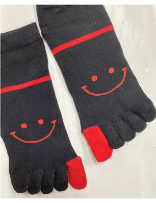chaussette-5-doigts-LEs-petits-caprices-doigts-sourires-doigts-noir-rouge-détail