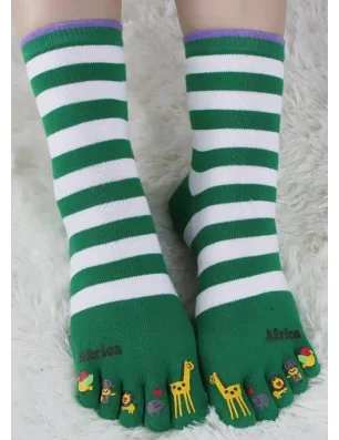 chausettes-coton-les-petits-caprices-5-doigts-de-pieds-rayures-bi-colore-vert-Africa