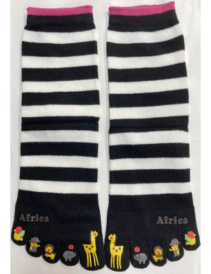 chausettes-coton-les-petits-caprices-5-doigts-de-pieds-rayures-bi-colore-noir-Africa