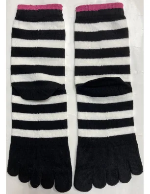 chausettes-coton-les-petits-caprices-5-doigts-de-pieds-rayures-bi-colore-noir-dos-Africa