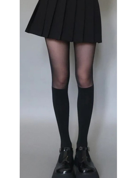 Collant-effet-chaussettes-Les-Petits-caprices-noir