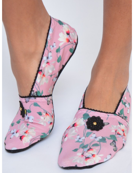 Chaussons-tissu-imprimé-les-petits-caprices-P'Tiyon-noir