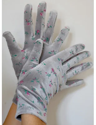 gants-Ixli-Velours--romantic-velvet-Gris Imprimé fleuris-détail