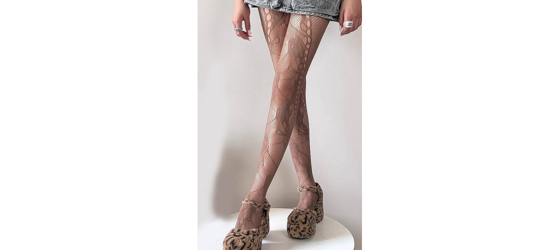 Collant dentelle souple ivoire mi resille Caprices