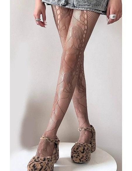 Collant dentelle souple ivoire mi resille Caprices