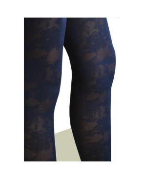  collant fine dentelle à fleurs Les Petits Caprices bleu marine