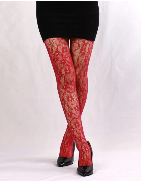 Collant-Resille-dentelle-florale-lpc-ROUGE-face