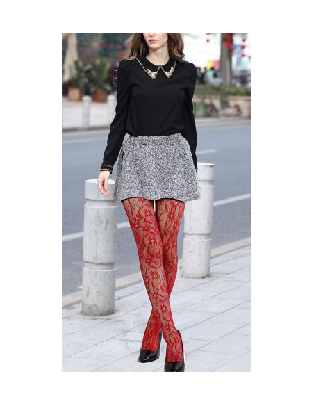 Collant-Resille-dentelle-florale-lpc-ROUGE-avant