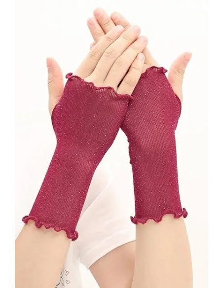 Mitaines-légères-maille-strassées -Les-petits-caprices-rouge