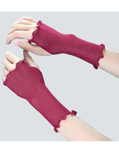 Mitaines-légères-maille-strassées -Les-petits-caprices-rouge-détail