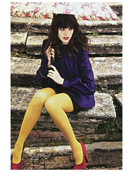 Collant Opaque Girardi Jaune Velvet Cortina