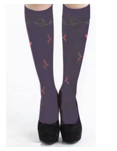 Mi-bas-berthe-aux-grands-pieds-prune-lycra-mouettes-fushias-vrai