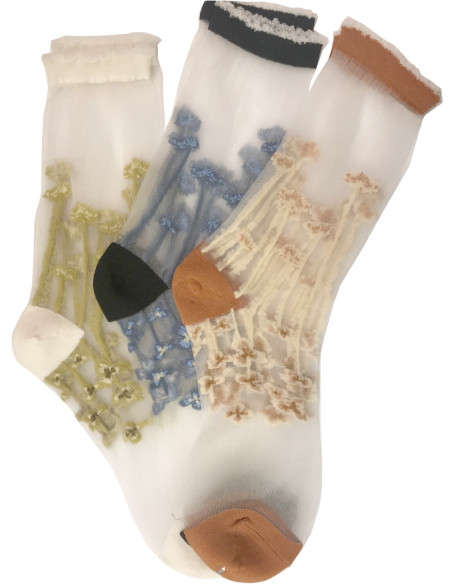 assortiment-de-chaussettes-cristal--transparente-coton-LPC-Bleuets