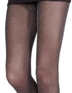 Collant-Emilio-Cavallini-lurex-noir-argenté-brillant 2
