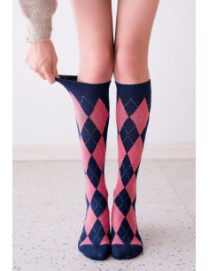 MI-BAS-coton-Argyle-noir-et-vert 2