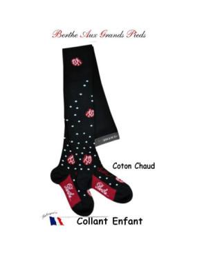 Collant berthe aux grands pieds Enfant hiver rose et plumetis