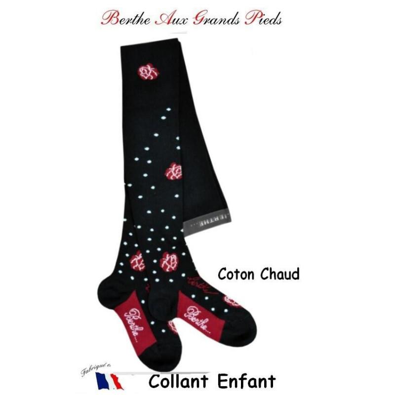 Collant berthe aux grands pieds Enfant hiver rose et plumetis