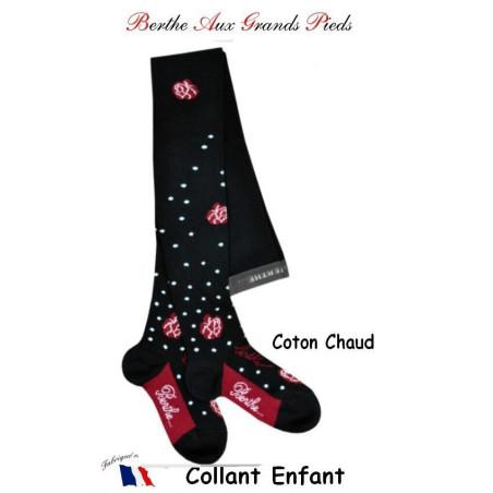 Collant berthe aux grands pieds Enfant hiver rose et plumetis