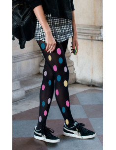 collant-gros-pois-opaque-noire
