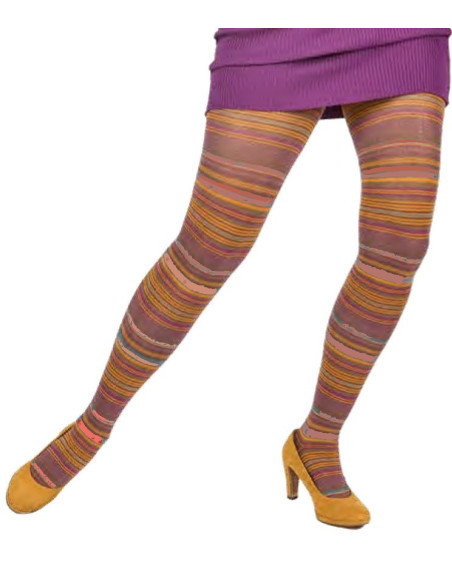 Collant-hiver-Cronert-coton-bio-multi-rayures-fine-rouge-roses