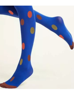 Mi-bas-opaque-bleu-klein-pois-de-couleurs-profil