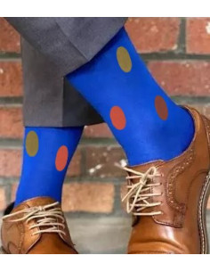 Mi-bas-opaque-bleu-klein-pois-de-couleurs-profil 2