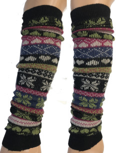 Guêtres-lpc-laine-angora-Norvégiennes-noir-vert