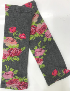 Mitaines Fil de jour Grise à bouquet fleuris de roses