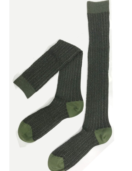 Mi-bas-Ciocca-1912-Cotes-lurex-coton-Kaki-plat