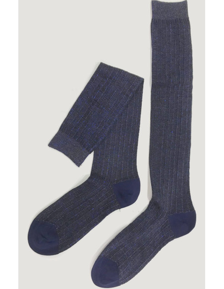 Mi-bas-Ciocca-1912-Cotes-lurex-coton-bleu-plat