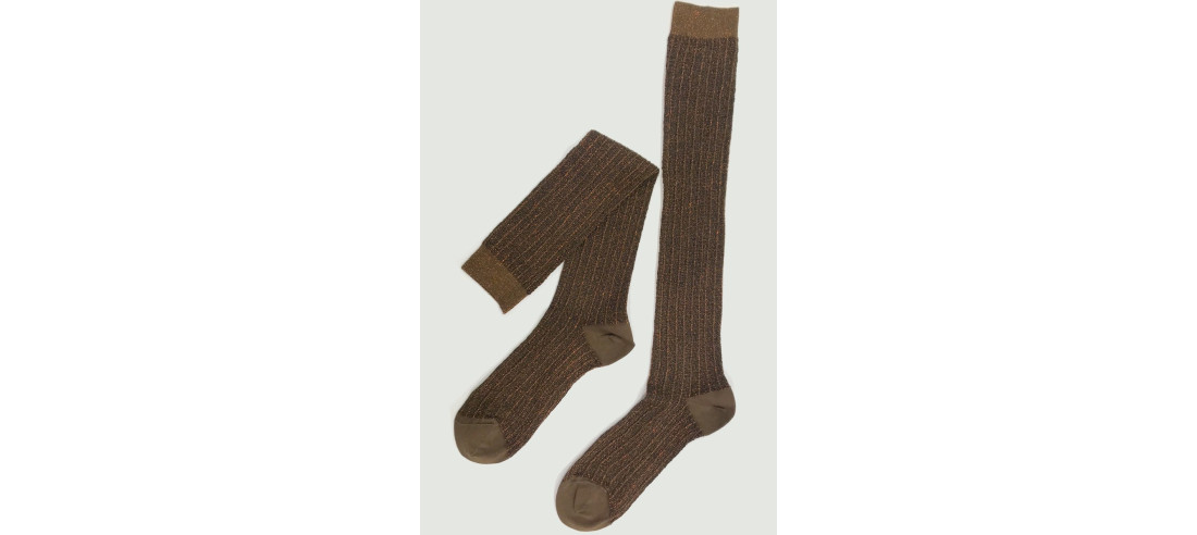 Mi-bas-Ciocca-1912-Cotes-lurex-coton-marron-plat