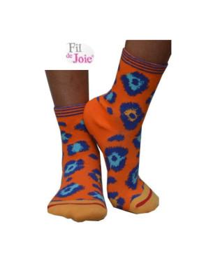 Chaussettes Fil de joie orange Panthère bleue
