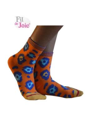  Chaussettes Fil de joie orange Panthère bleue profil