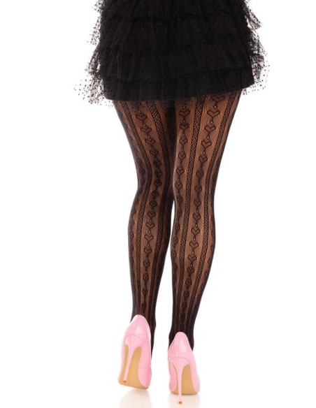 Collant-resille-dentelle-à rubans-noir-noeud-blanc-dos