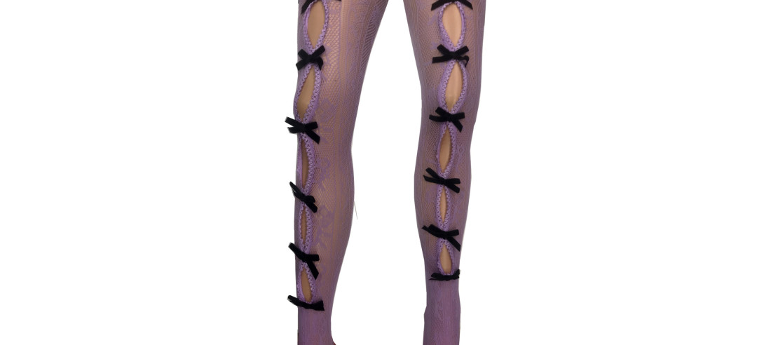 Collant-resille-dentelle-parme-à rubans-noir