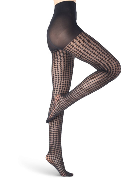 collant-Emilio-cavallini-pied-de-poule-5F12-noir-profil