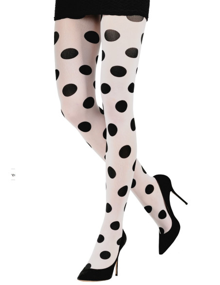 collant-Emilio-cavallini-Timeless-blanc-pois-noir-5418