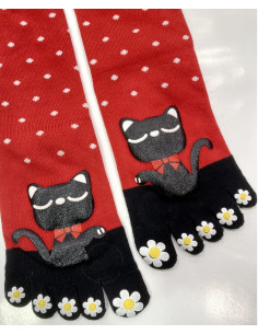 Chaussettes 5 doigts Plumetis et fantaisie chats 2