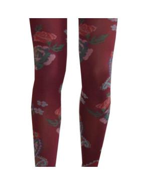  Collant fil de joie lycra Roses Bordeaux détail