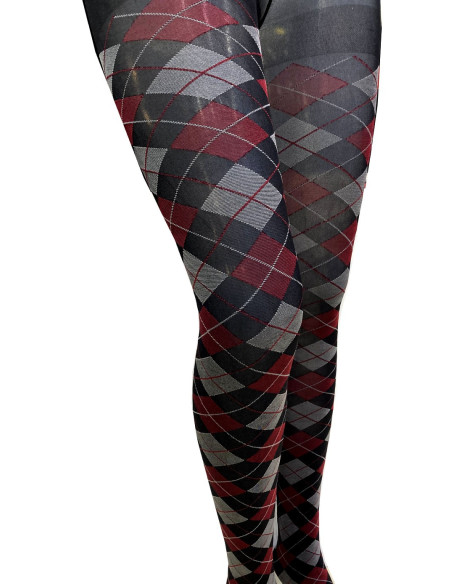 COLLANT-argyle-gris-losanges-marine-bordeaux-détail