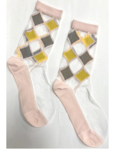 Chaussettes Arlequin Losanges Ludiques Tendance vert rose