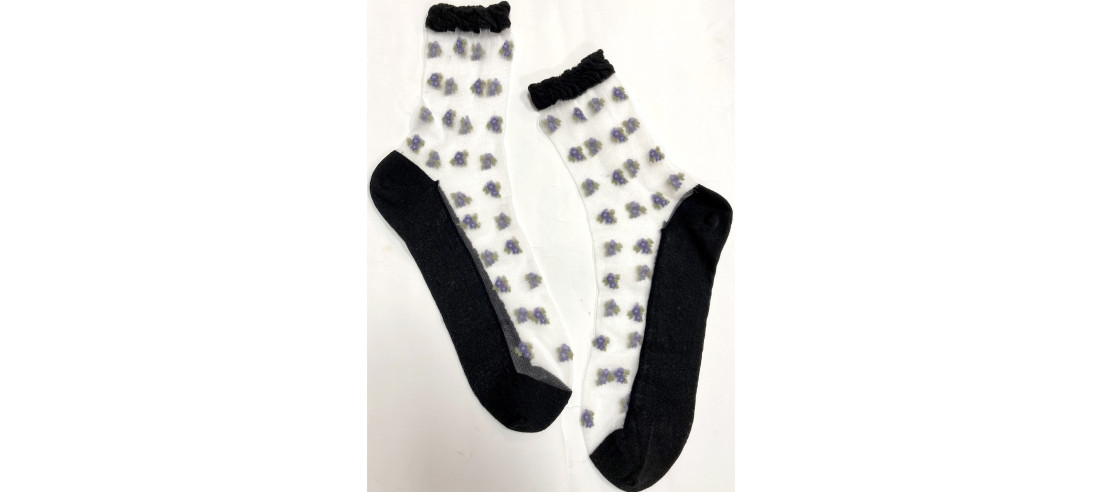 Chaussettes-transparente-LPC-Lavandes-fleuries-détail