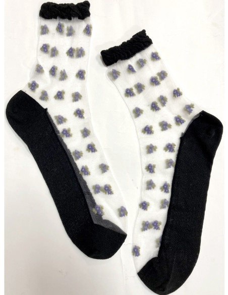 Chaussettes-transparente-LPC-Lavandes-fleuries-détail