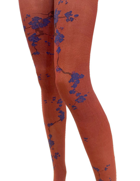 Collant-berthe-aux-grands-pieds-sakura-Fleuri-ROUGE-FONCE-3-quart