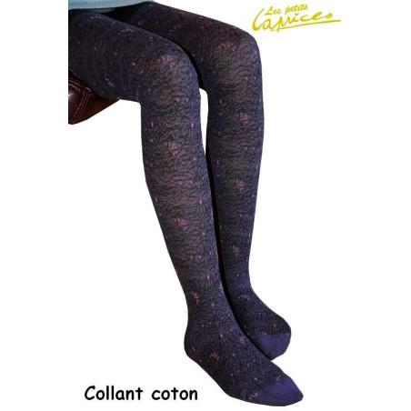 collant coton dentelle fleurie prune